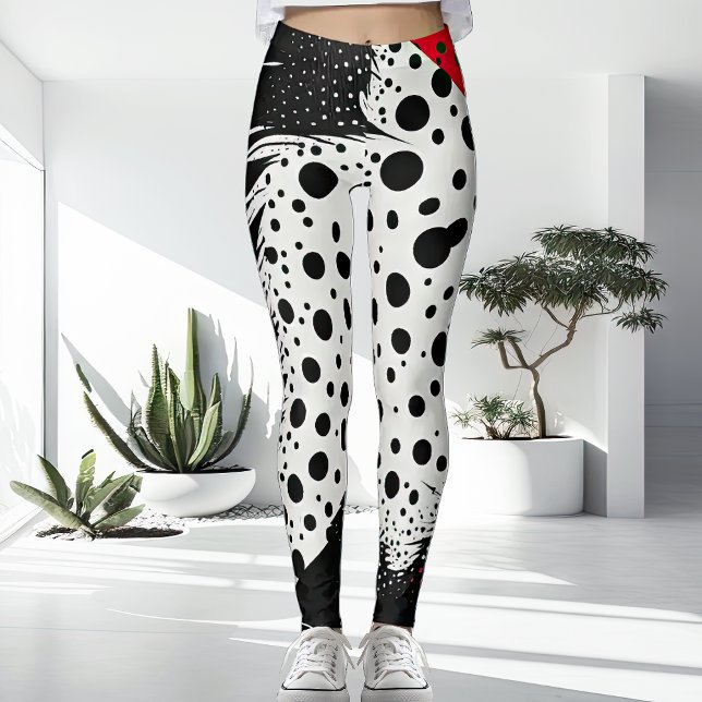 Leggings Unusual White Red and Black Modern Ladies (Créateur téléchargé)