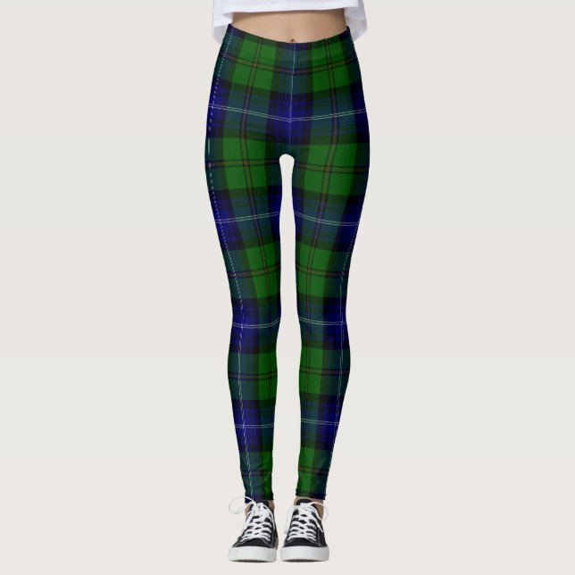 Leggings Urquhart tartan bleu vert plaid (Devant)
