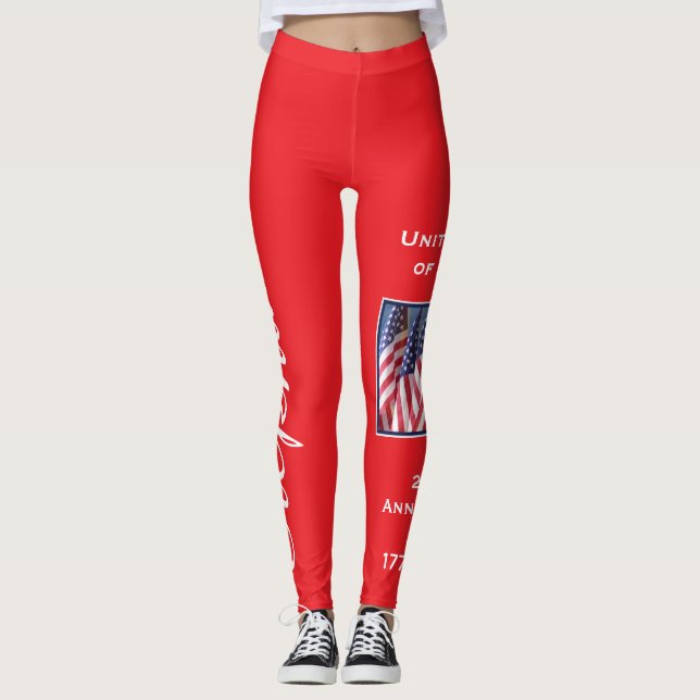 Leggings USA 250th Anniversary nom personnalisé yoga (Devant)