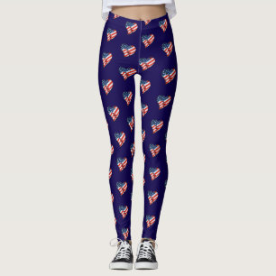 Leggings USA Flag Heart Patriotic
