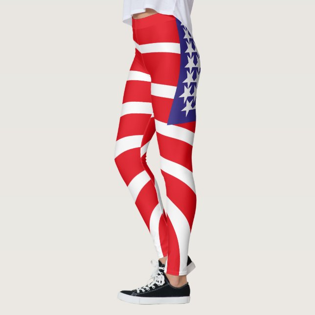 Leggings USA FLAG VERS AMERIKCA STARS PAR Masanser Pixelat (Gauche)