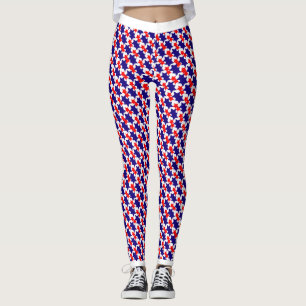 Leggings USA Patriotic Stars Motif Rouge Blanc Bleu
