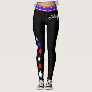 Leggings USA - Red White and Blue Stars (Votre nom)