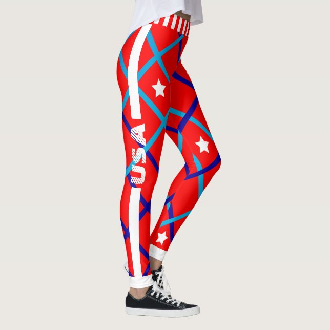 Leggings USA Stars et rayures sur RED (Droite)