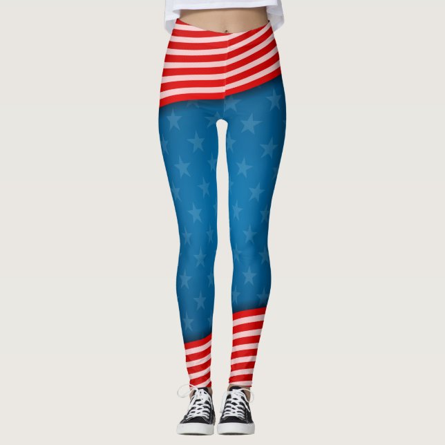 Leggings USA Stars & Stripes American Flag Light & firework (Devant)