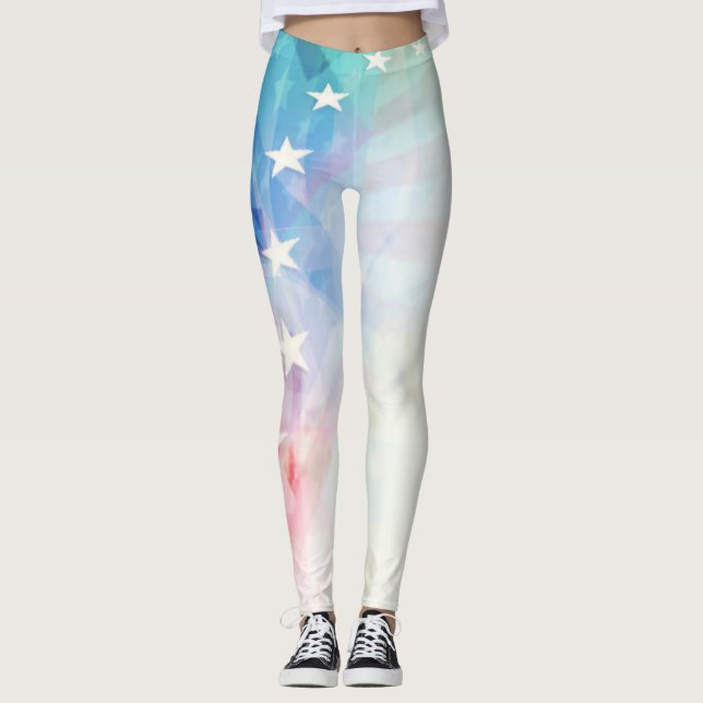Leggings USA Stars & Stripes American Flag Light & firework (Devant)