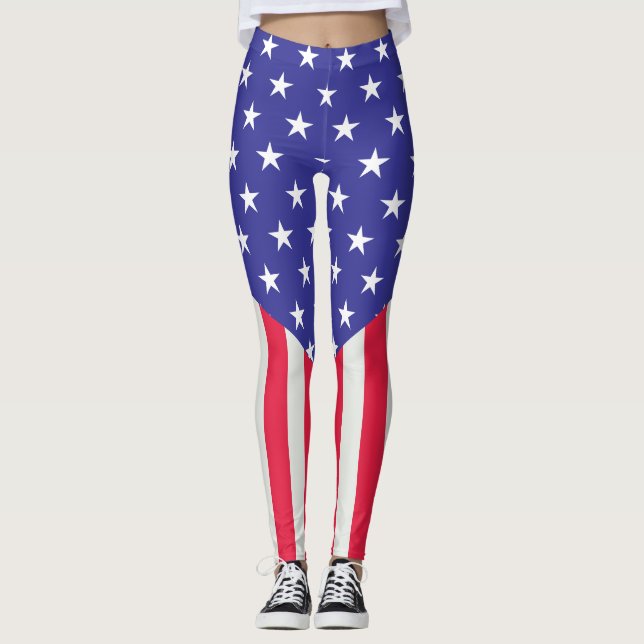 Leggings USA Stars & Stripes American Flag Light & firework (Devant)
