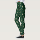 Leggings Vacances audacieux or moderne snowflake motif vert<br><div class="desc">Soyez à la pointe de la mode et plongez dans l'esprit de vacances avec ces leggings mignons et douillets ! Un motif amusant, ludique, faux champagne d'or snowflake aléatoire sur un riche arrière - plan vert chasseur, vous aide à ouvrir la saison des fêtes. Faites du sport, faites des courses,...</div>