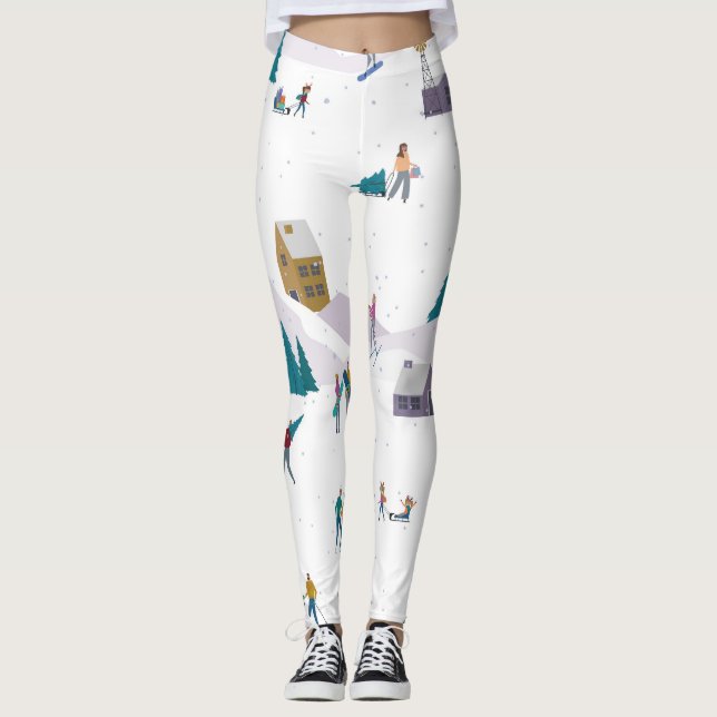 Leggings Vacances des Alpes d'hiver : les gens actifs sans  (Devant)