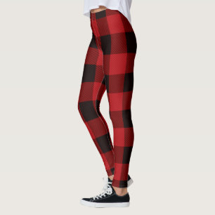 Leggings vacances d'hiver rustique plaid de buffle noir rou