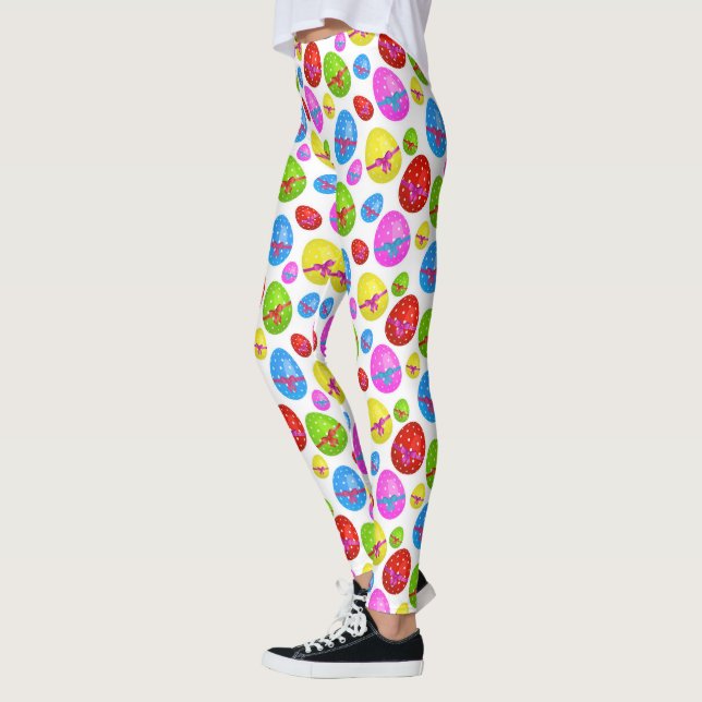 Leggings Vacances mignonnes de motif d'oeufs de pâques (Gauche)