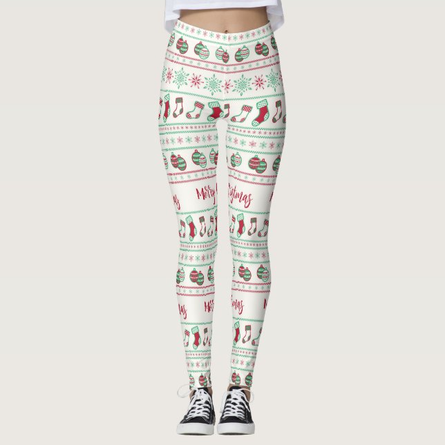 Leggings Vacances Motif de Noël moche (Devant)
