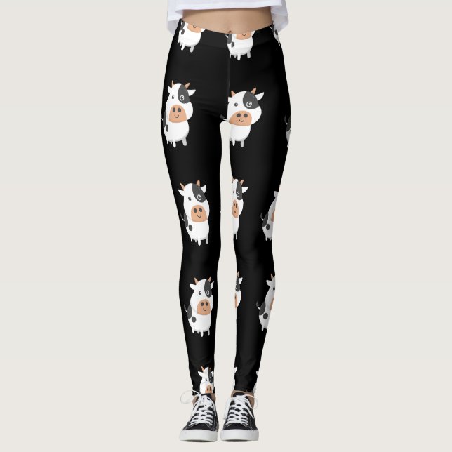 Leggings Vache adorable et petit veau de bébé (Devant)