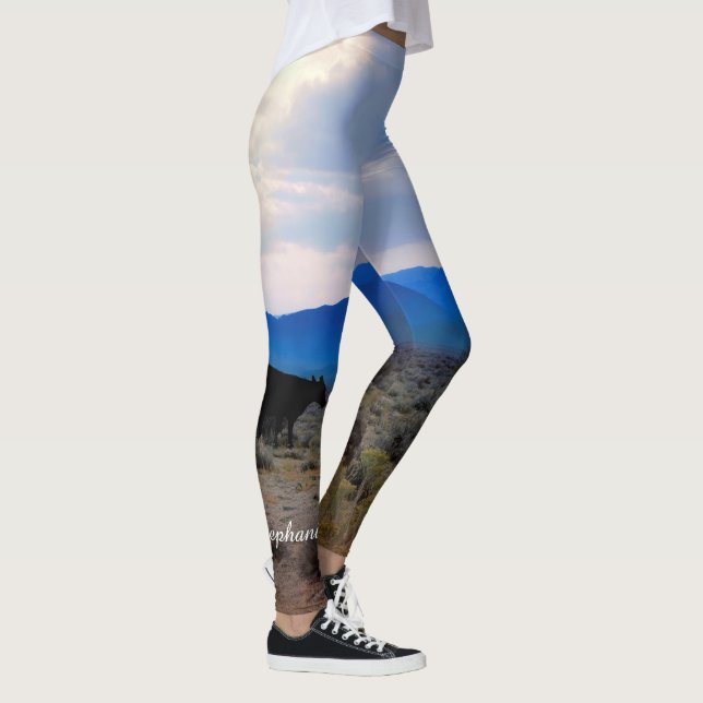 Leggings Vache avec nuages de tempête avec nom personnalisé (Droite)