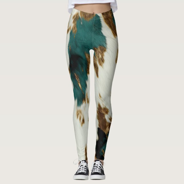 Leggings Vache blanche de l'Ouest Emerald Gold (Devant)