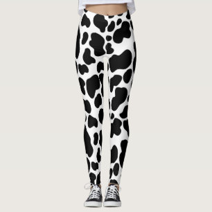 Leggings Vache de vache noire et blanche Cachet à motif