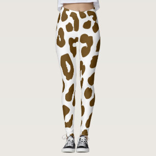 Leggings Vache d'Halloween Imprimer Brown et blanc
