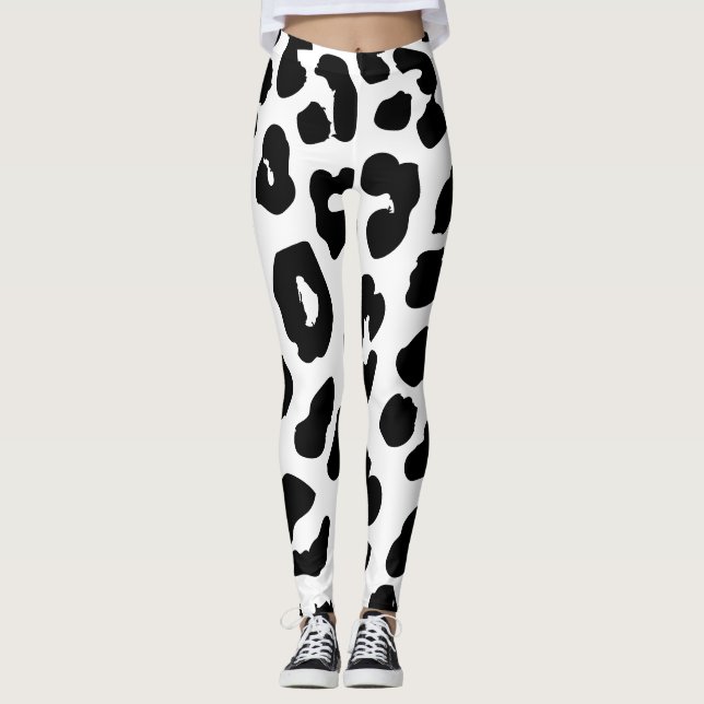 Leggings Vache d'Halloween noir et blanc (Devant)