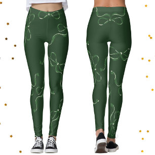 Leggings Vaches de Noël modernes Vacances Classique Vert