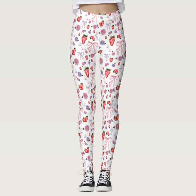 Leggings Vaches, Roses et fraises Coquette Motif (Devant)