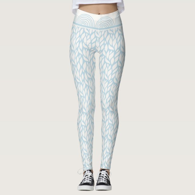 Leggings Vague bleu doux et Motif de paille (Devant)