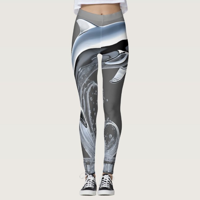 Leggings vague de légumineuses et dauphin (Devant)