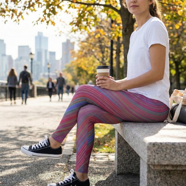 Leggings Vague diagonale multicolore vibrante (Créateur téléchargé)