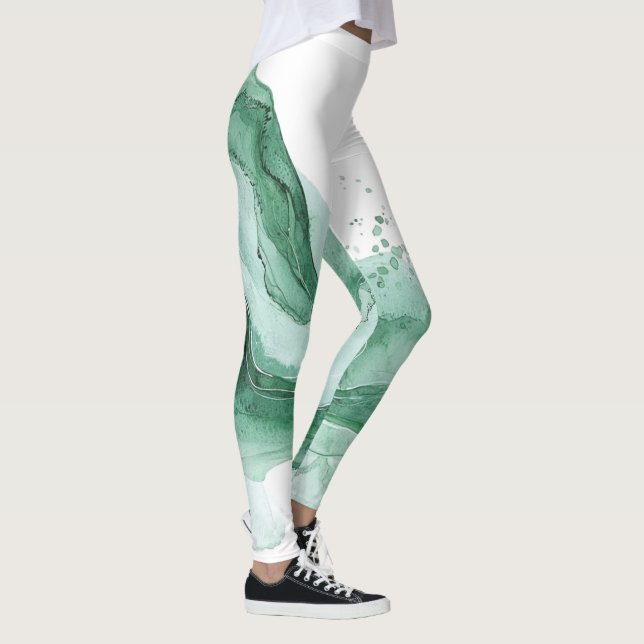 Leggings Vague verte abstraite (Droite)