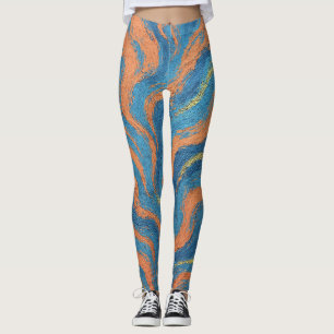 Leggings vagues de corail et d'indigo