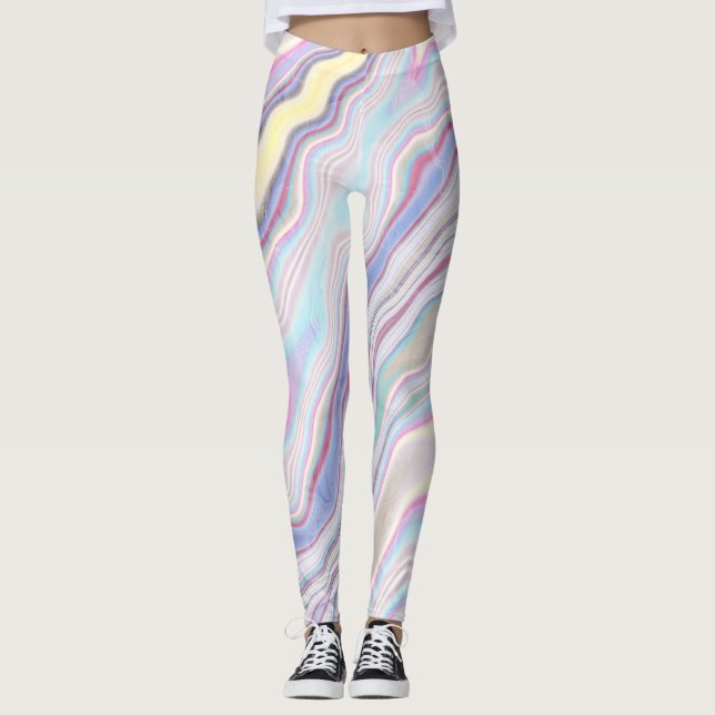 Leggings Vagues de marbre pastel rêveur (Devant)