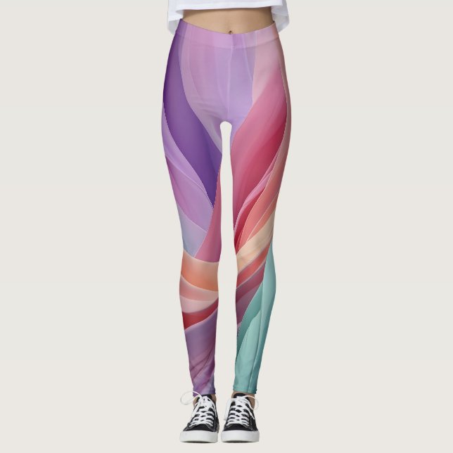 Leggings Vagues de tissu pastel abstrait  (Devant)