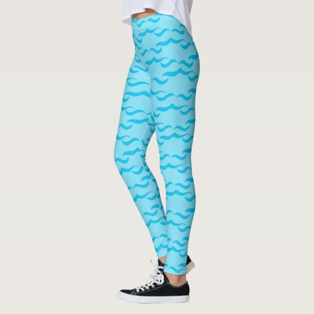 Leggings Vagues d'eau de mer bleu pastel Océan paisible (Gauche)