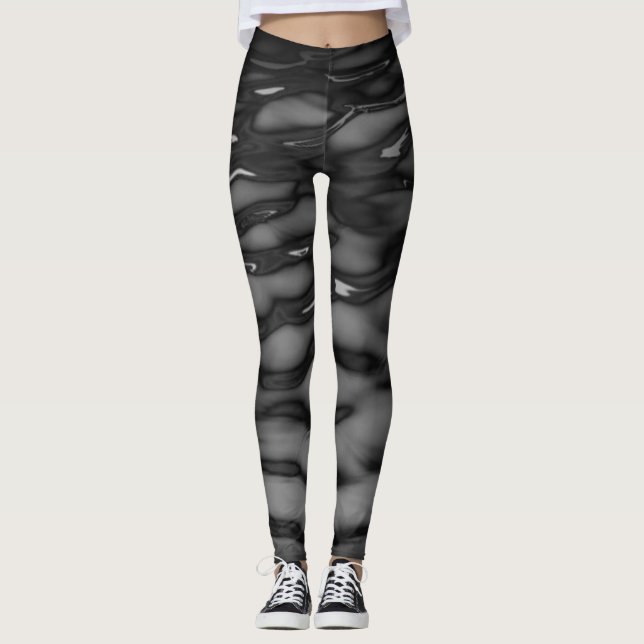 Leggings Vagues d'eau noire (Devant)