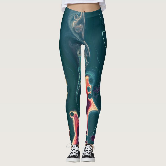 Leggings Vagues en fusion en mouvement de minuit (Devant)