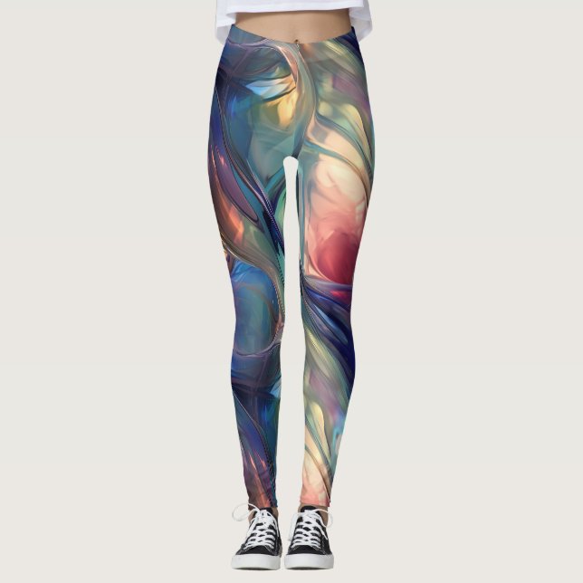 Leggings Vagues en verre Abstrait (Devant)