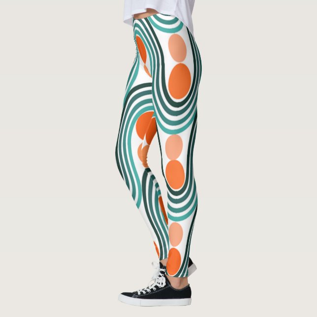 Leggings Vagues et cercles modernistes du milieu du siècle (Gauche)