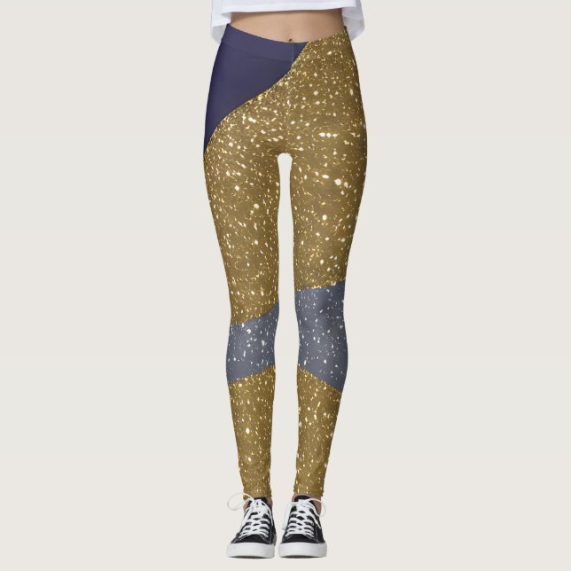 Leggings Vagues fracturées du paysage marin Abstrait 10 (Devant)