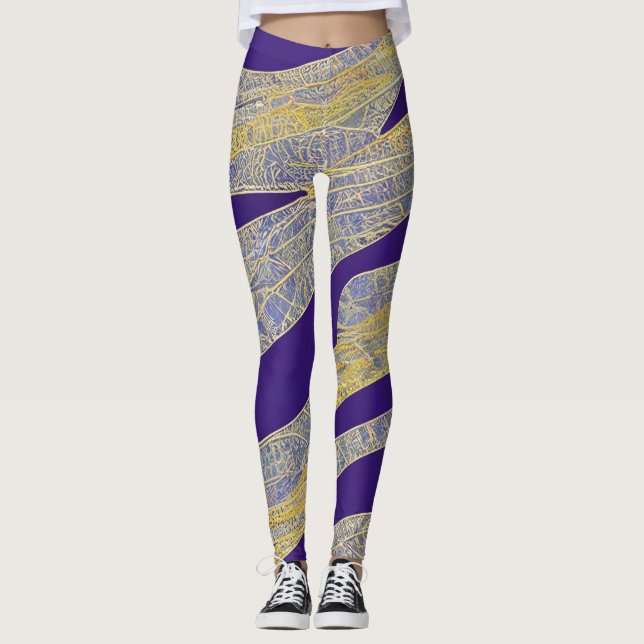 Leggings Vagues fracturées du paysage marin Abstrait 13 (Devant)