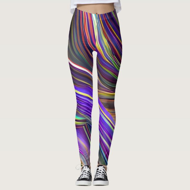 Leggings Vagues fracturées du paysage marin Abstrait 24 (Devant)