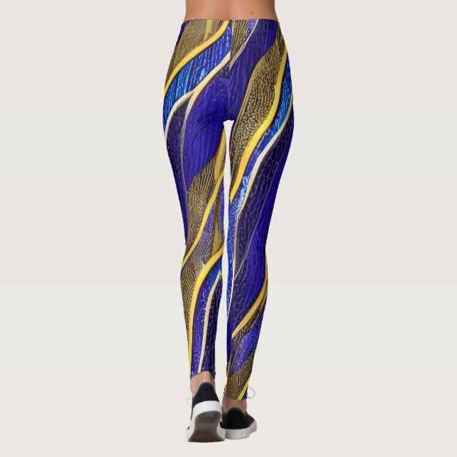 Leggings Vagues fracturées du paysage marin Abstrait 33 (Dos)