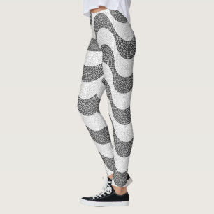 Leggings vagues noires et blanches en pavé portugais