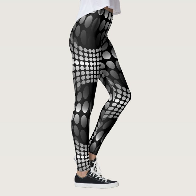 Leggings Vagues pointillées - Papier peint noir et blanc (Droite)