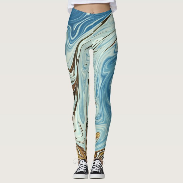 Leggings Vagues printanières | Meilleure peinture colorée (Devant)