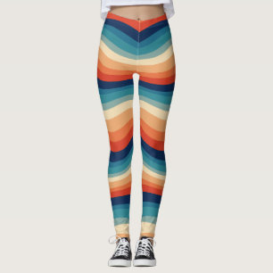 Leggings Vagues Rétro Colorées Vintage