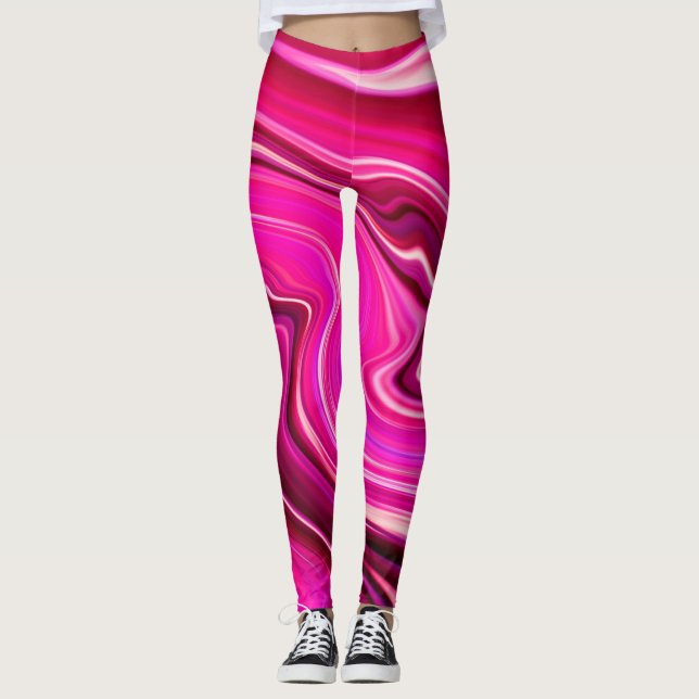 Leggings Vagues roses et violettes (Devant)