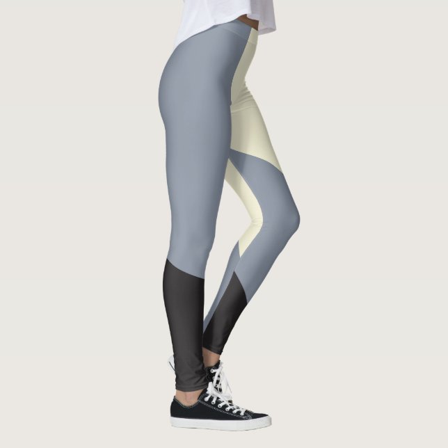 Leggings Vagues simples - Noir, Gris et Crème (Droite)
