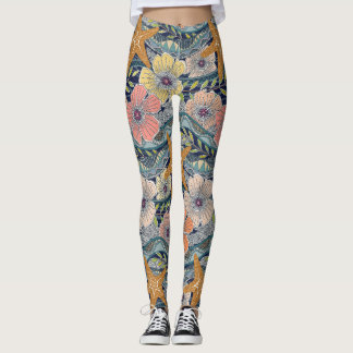 Leggings vagues tropicales marine