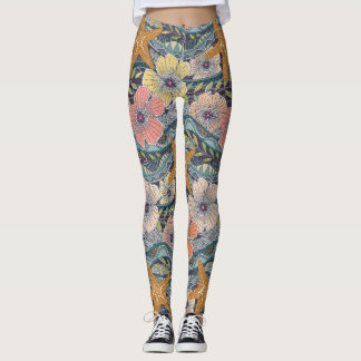 Leggings vagues tropicales mûre
