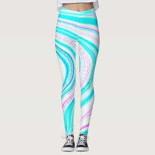 Leggings Vagues turquoise rose Abstrait Art Moderne Cute