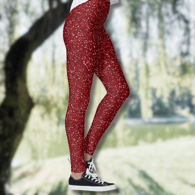 Leggings Valentine Classique Tendance Rouge Pailleté (Créateur téléchargé)